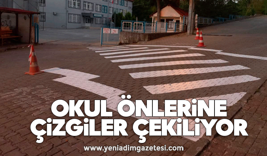Okul önlerine çizgiler çekiliyor