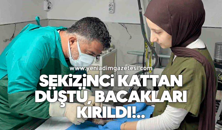 Sekizinci kattan düştü, bacakları kırıldı