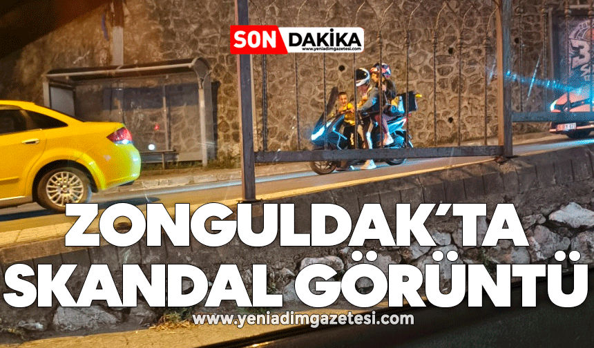 Zonguldak’ta skandal görüntü: Motosiklette 2’si çocuk 4 kişilik tehlikeli yolculuk!