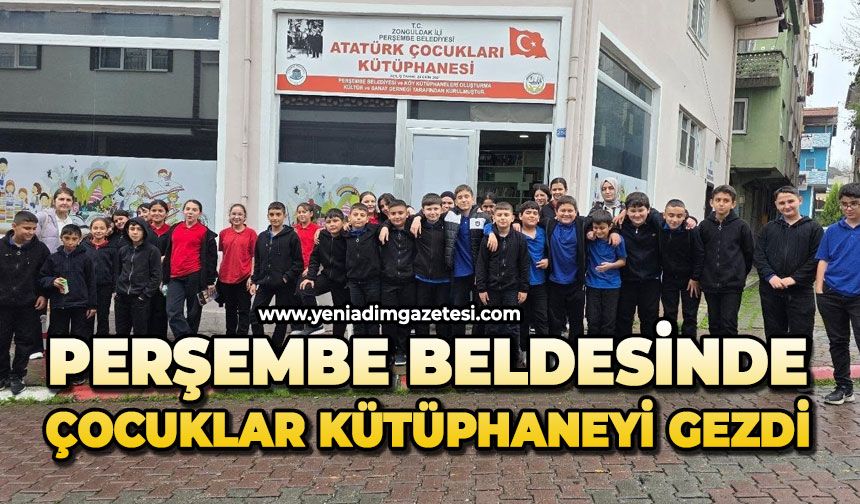 Perşembe beldesinde çocuklar kütüphaneyi gezdi