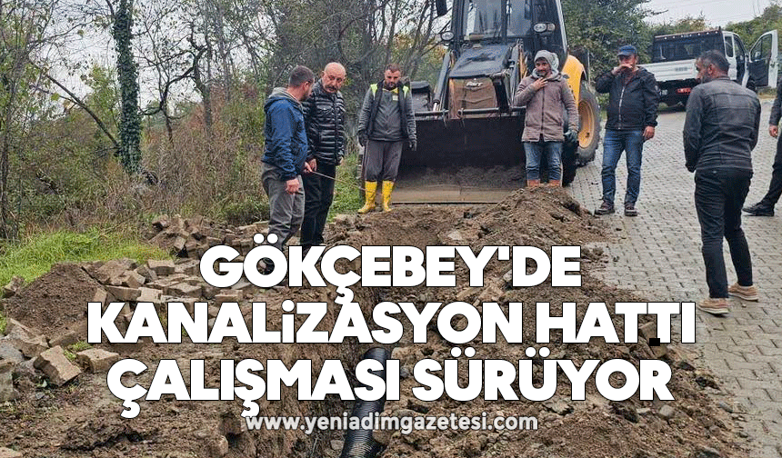 Gökçebey'de kanalizasyon hattı çalışması sürüyor