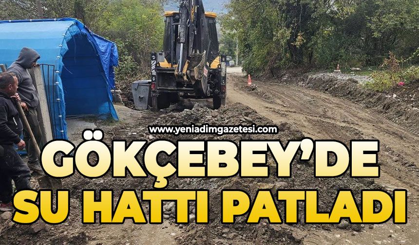 Gökçebey'de su hattı patladı